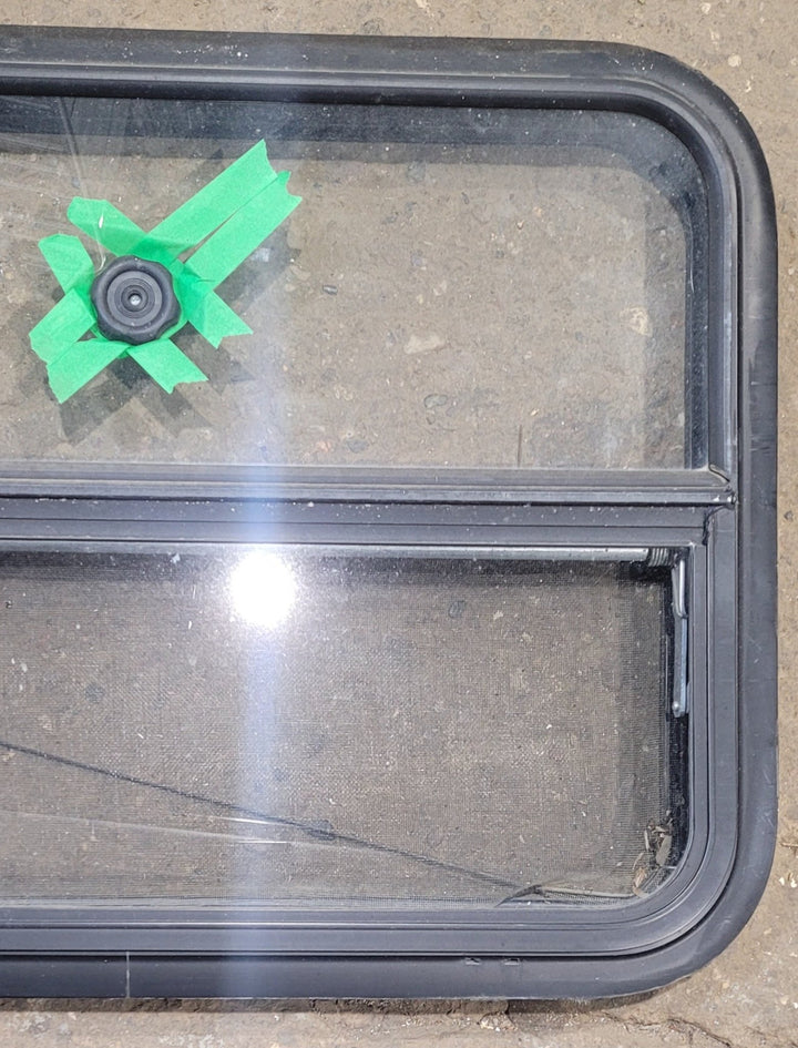 Used Black Radius Opening Window : 29 1/4" W x 21 1/4" H x 1 3/4" - Young Farts RV Parts
