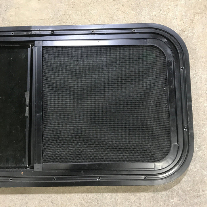 Used Black Radius Opening Window : 29.5" X 14.5" X 1.5" - Young Farts RV Parts
