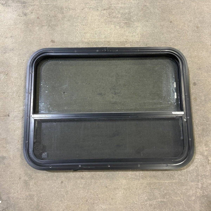 Used Black Radius Opening Window - 29.5 X 21.75 X 1.875 - Young Farts RV Parts