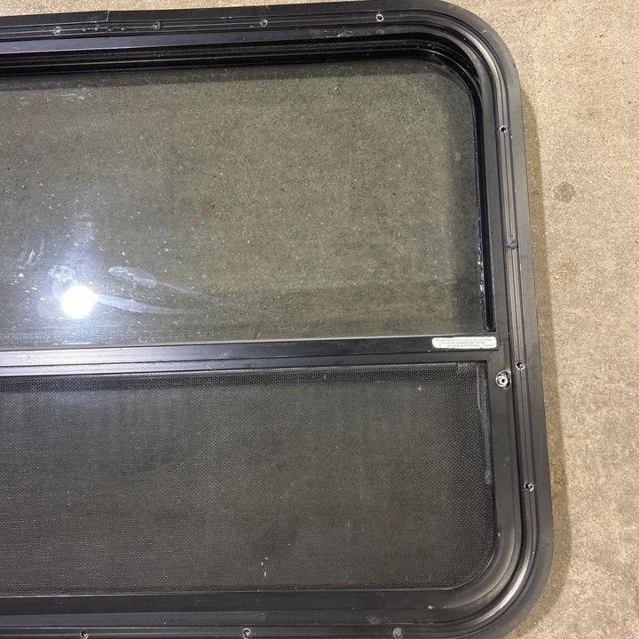 Used Black Radius Opening Window - 29.5 X 21.75 X 1.875 - Young Farts RV Parts