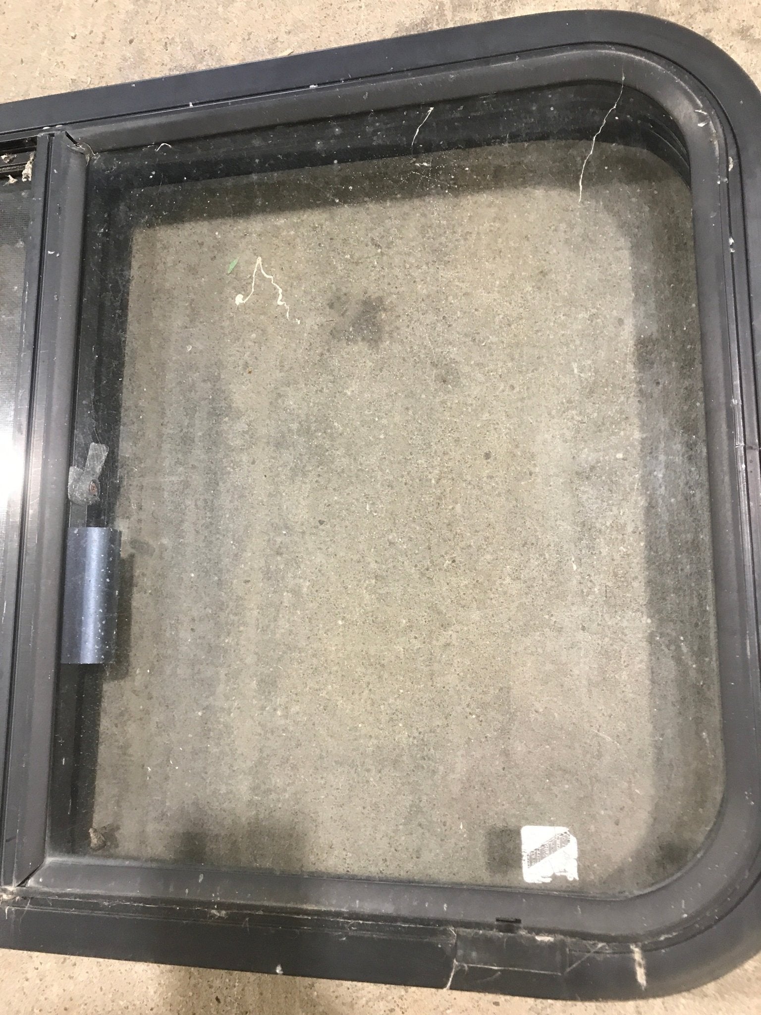 Used Black Radius Opening Window : 30 3/4" W X 18 1/2" H X 2" D - Young Farts RV Parts