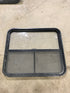 Used Black Radius Opening Window : 34 1/2" W x 29 1/2" H x 1 7/8" D - Young Farts RV Parts