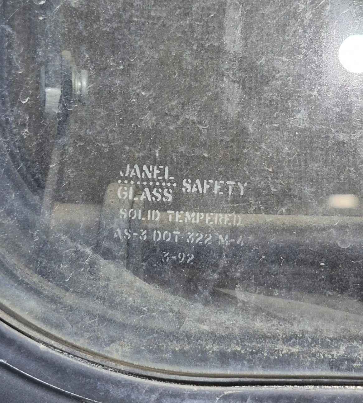 Used Black Radius Opening Window : 35 1/2" W x 28 3/4" H x 1 3/4" - Young Farts RV Parts