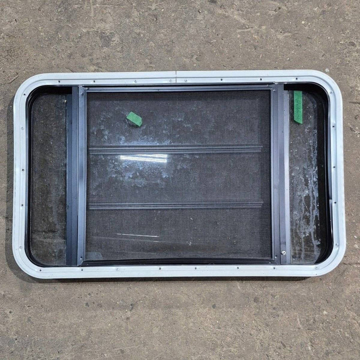 Used Black Radius Opening Window - 35 1/8" X 21 1/4" X 1 7/8" - Young Farts RV Parts