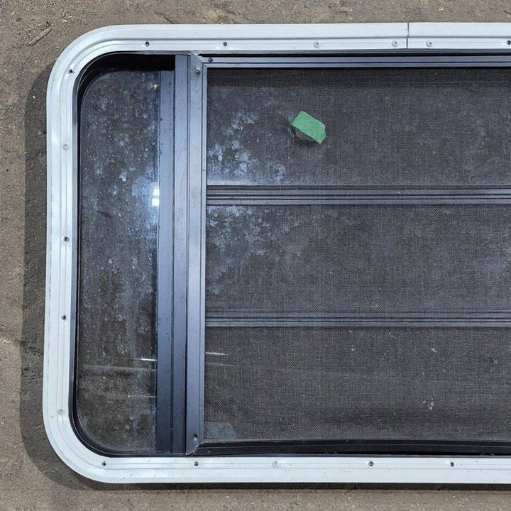 Used Black Radius Opening Window - 35 1/8" X 21 1/4" X 1 7/8" - Young Farts RV Parts