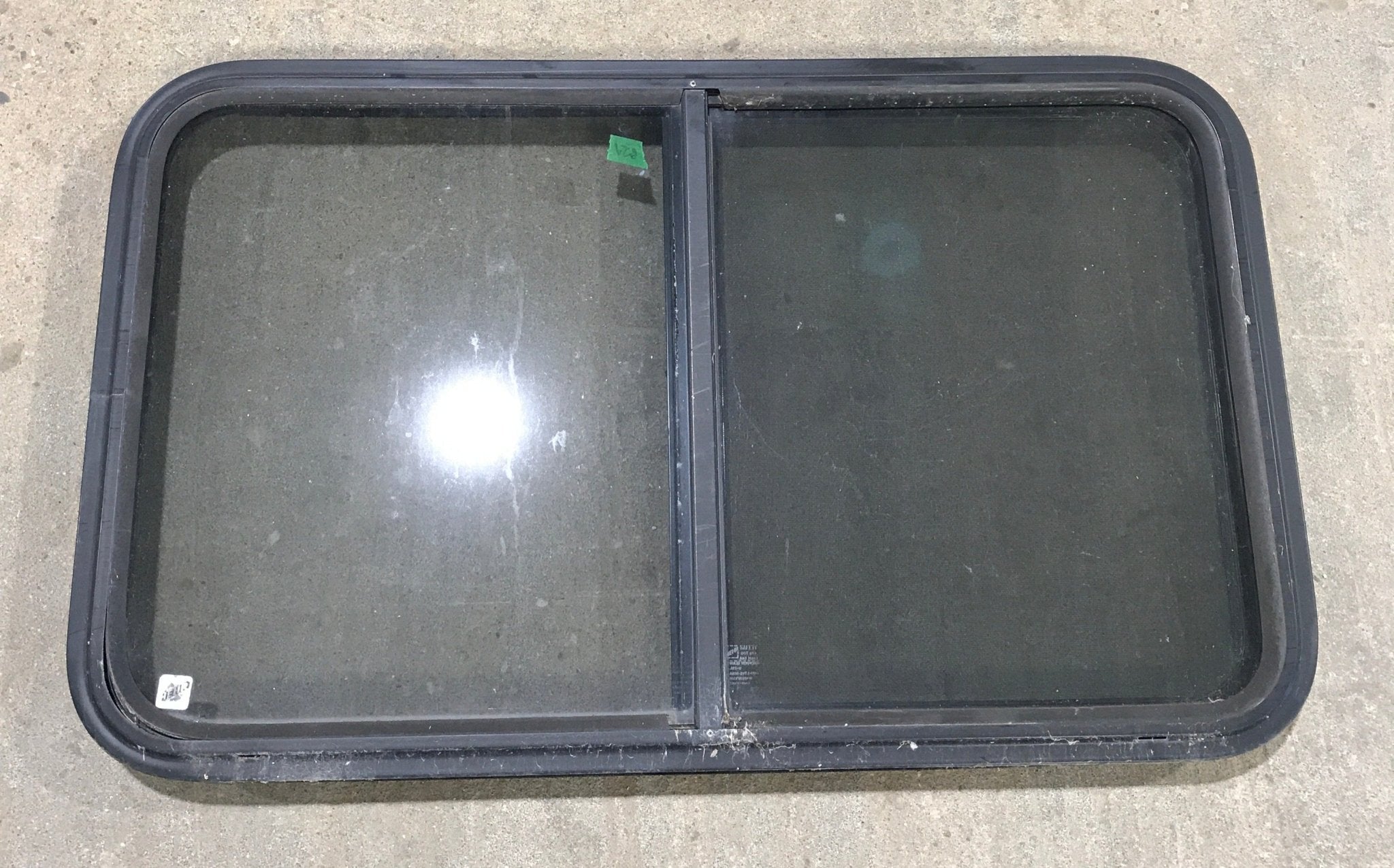 Used Black Radius Opening Window : 36 1/2" W x 22" H x 1 7/8" - Young Farts RV Parts