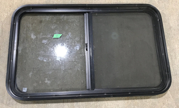 Used Black Radius Opening Window : 36 1/2" W x 22" H x 1 7/8" - Young Farts RV Parts