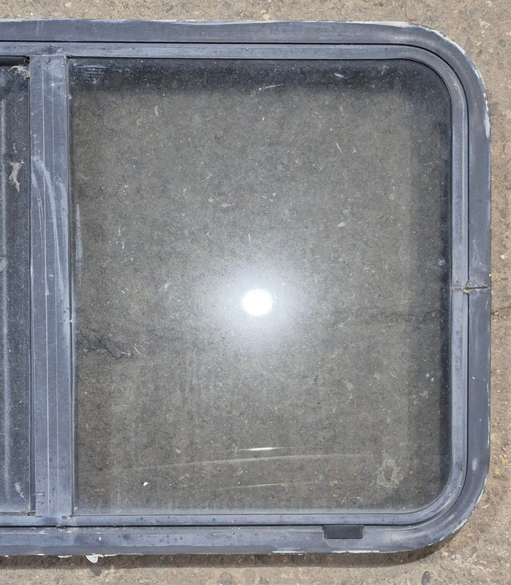 Used Black Radius Opening Window : 36 1/4" W x 21 3/4" H x 1 7/8" - Young Farts RV Parts