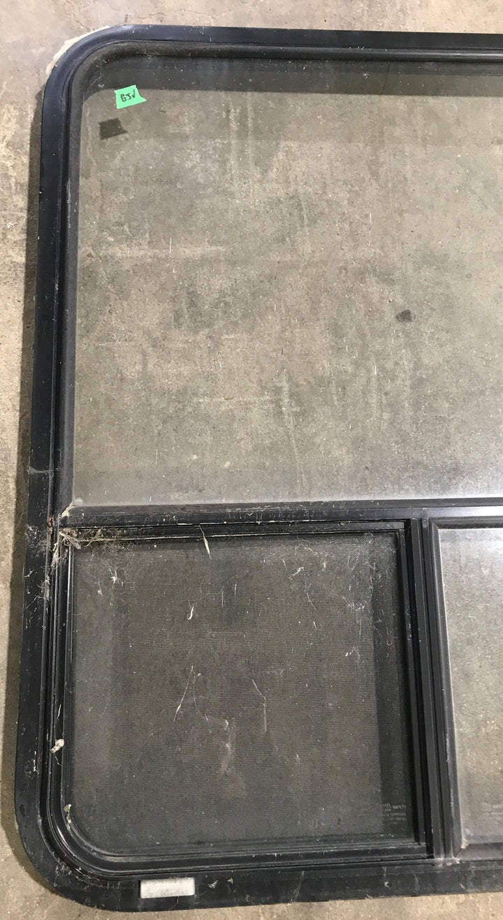 Used Black Radius Opening Window : 36 1/4" W x 30 1/4" H x 1 7/8" D - Young Farts RV Parts