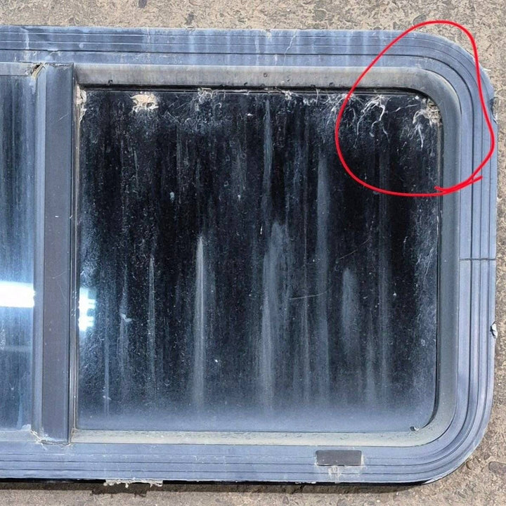 Used Black Radius Opening Window - 36 1/8" X 17 1/2" X 1 7/8" - Young Farts RV Parts