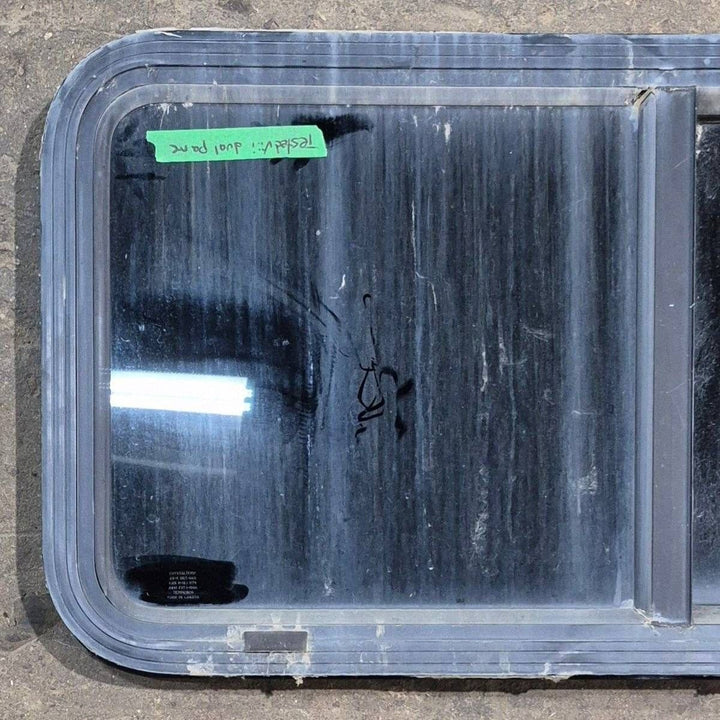 Used Black Radius Opening Window - 36 1/8" X 17 1/2" X 1 7/8" - Young Farts RV Parts