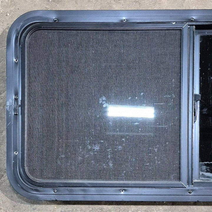 Used Black Radius Opening Window - 36 1/8" X 17 1/2" X 1 7/8" - Young Farts RV Parts