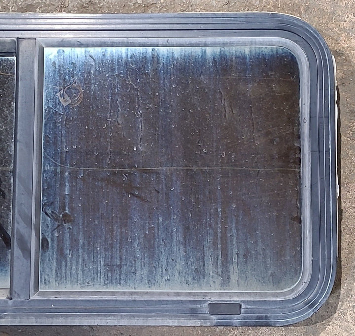 Used Black Radius Opening Window : 36" W x 17 1/2" H x 1 7/8" D - Young Farts RV Parts
