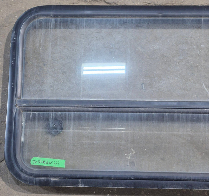 Used Black Radius Opening Window : 41 1/4" W x 21 1/2" H x 1 7/8" D - Young Farts RV Parts