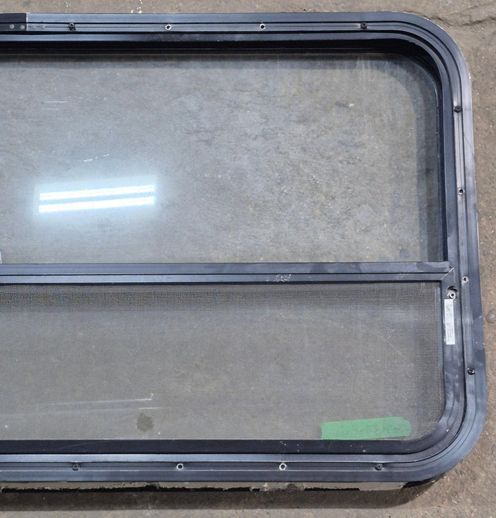 Used Black Radius Opening Window : 41 1/4" W x 21 1/2" H x 1 7/8" D - Young Farts RV Parts