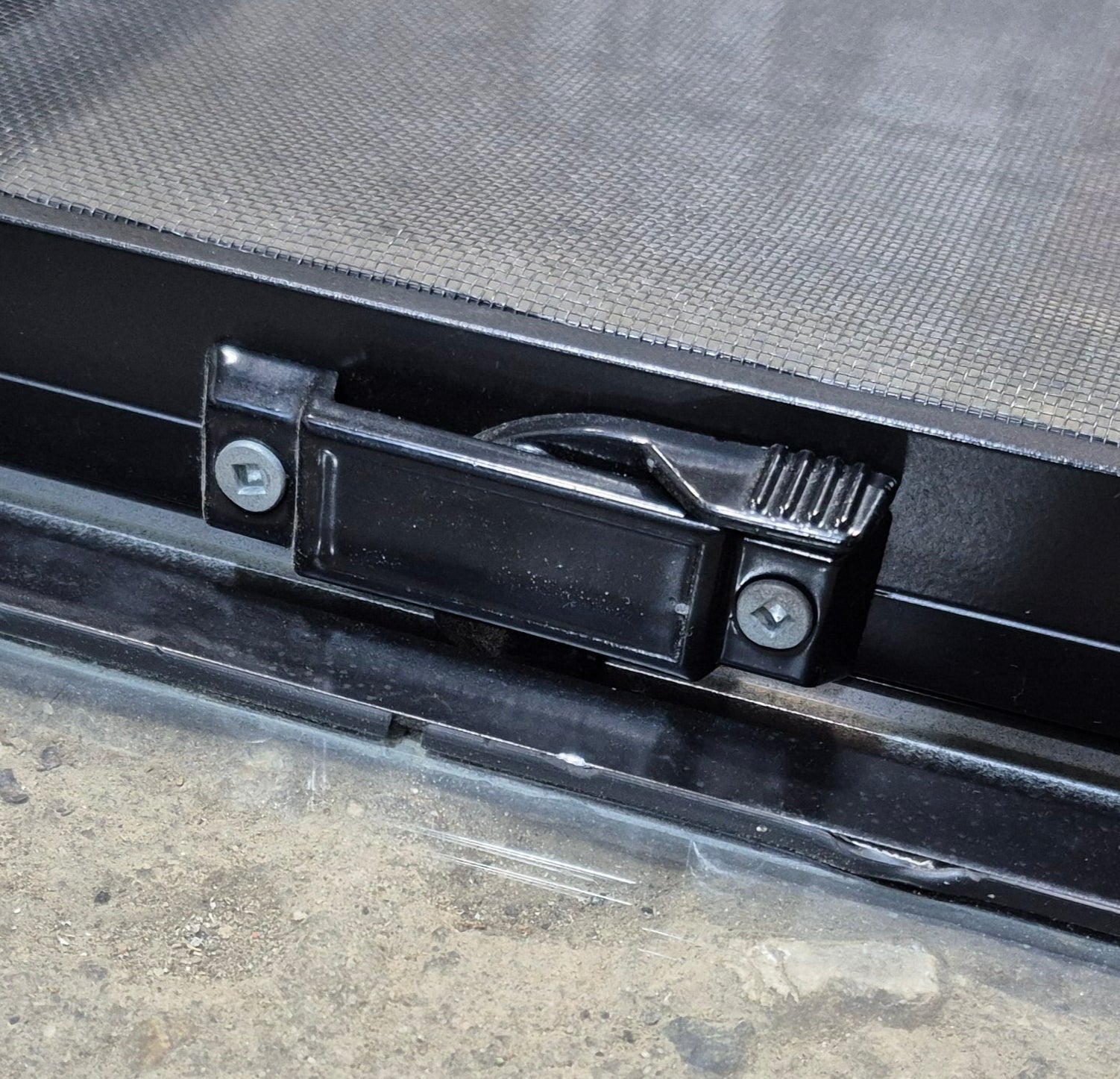 Used Black Radius Opening Window : 42 1/4" W x 11 3/4" H x 2" - Young Farts RV Parts