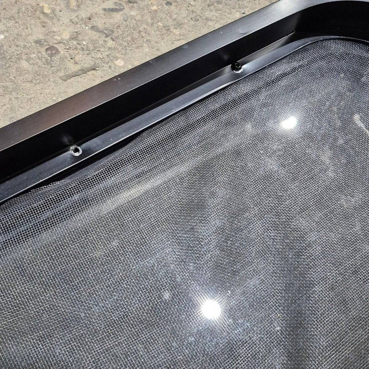 Used Black Radius Opening Window - 42 X 11.75 X 2 - Young Farts RV Parts