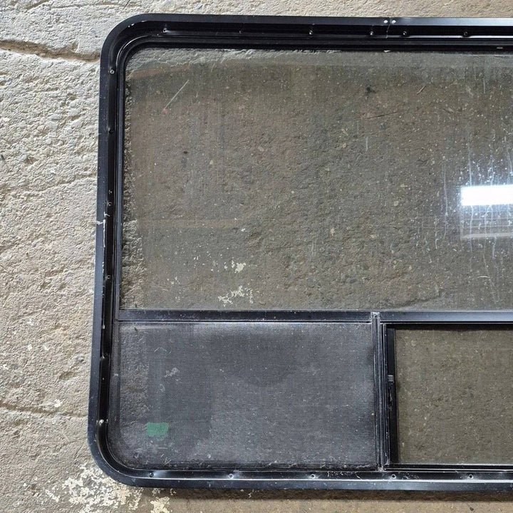 Used Black Radius Opening Window - 44 1/4 X 35 3/4 X 1 3/4 - Young Farts RV Parts