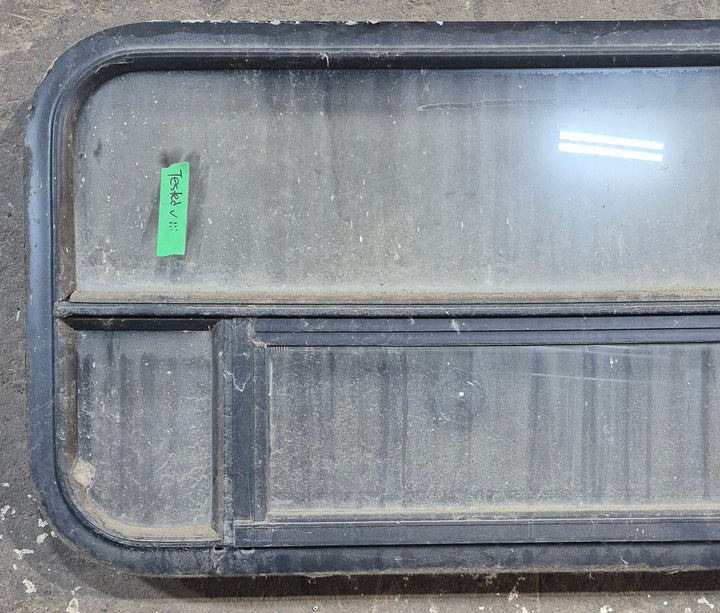 Used Black Radius Opening Window : 45 1/4" W x 17 1/4" H x 1 7/8" D - Young Farts RV Parts
