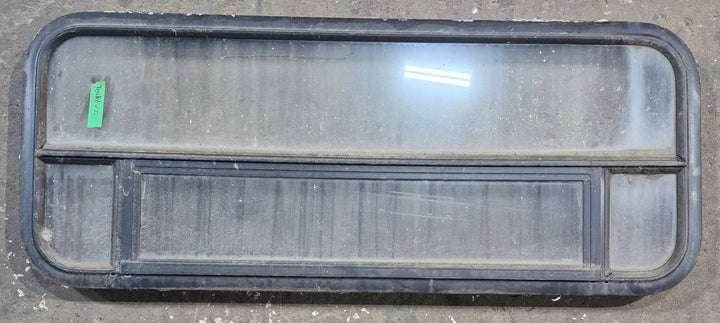 Used Black Radius Opening Window : 45 1/4" W x 17 1/4" H x 1 7/8" D - Young Farts RV Parts
