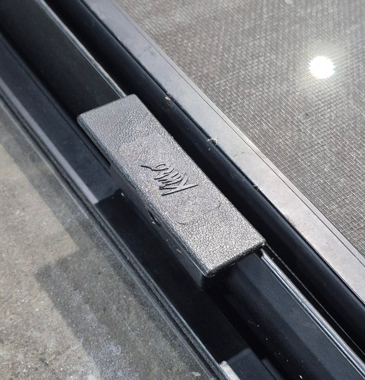 Used Black Radius Opening Window : 45 1/4" W x 25 1/4" H x 1 7/8" D - Young Farts RV Parts