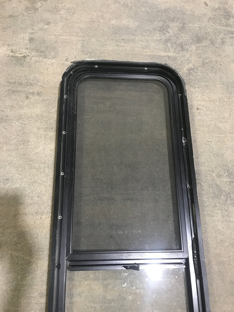 Used Black Radius Opening Window : 47 1/2" W x 14 1/2" H x 2" D - Young Farts RV Parts