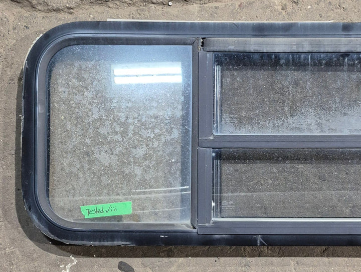 Used Black Radius Opening Window : 47 1/2" W x 14 3/4" H x 1 3/4" D - Young Farts RV Parts