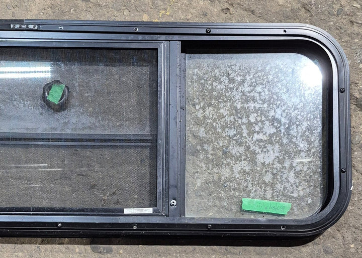 Used Black Radius Opening Window : 47 1/2" W x 14 3/4" H x 1 3/4" D - Young Farts RV Parts