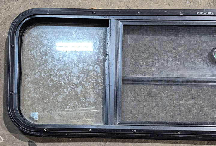 Used Black Radius Opening Window : 47 1/2" W x 14 3/4" H x 1 3/4" D - Young Farts RV Parts