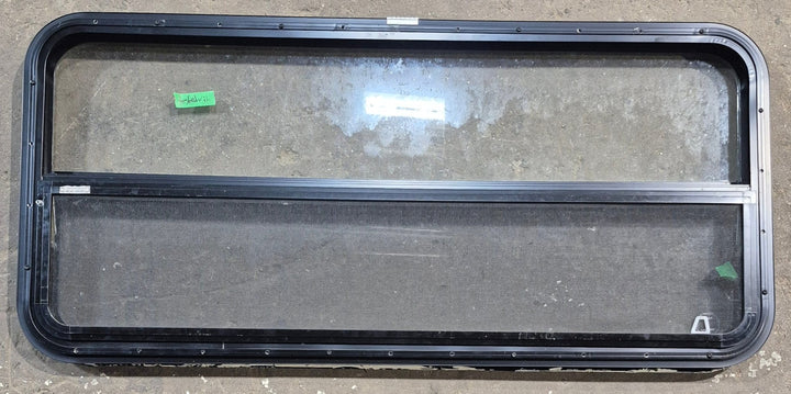 Used Black Radius Opening Window : 47 1/2" W x 21 1/4" H x 1 1/4" D - Young Farts RV Parts