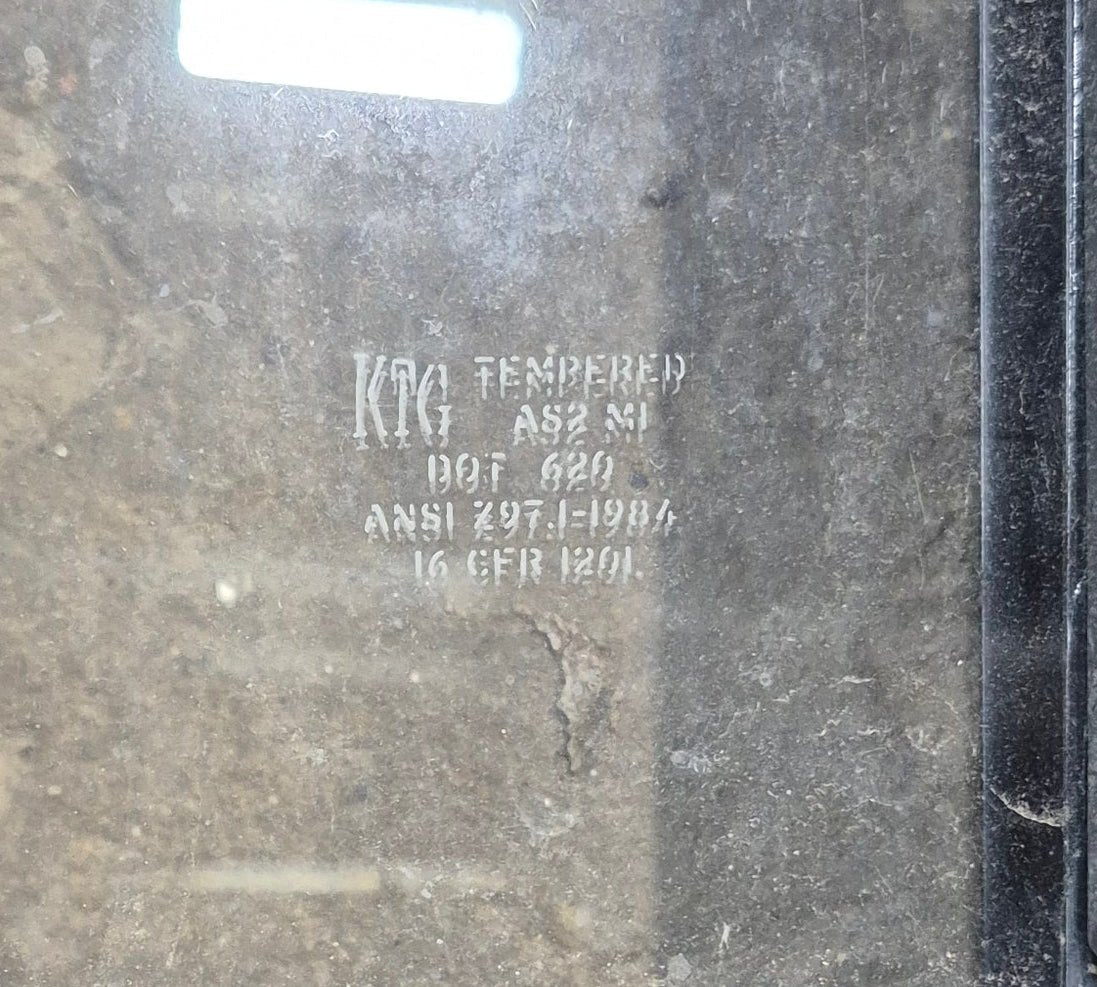 Used Black Radius Opening Window : 47 1/2" W x 21 1/4" H x 1 1/4" D - Young Farts RV Parts