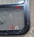 Used Black Radius Opening Window : 47 1/2" W x 28 1/4" H x 1 1/4" D - Young Farts RV Parts
