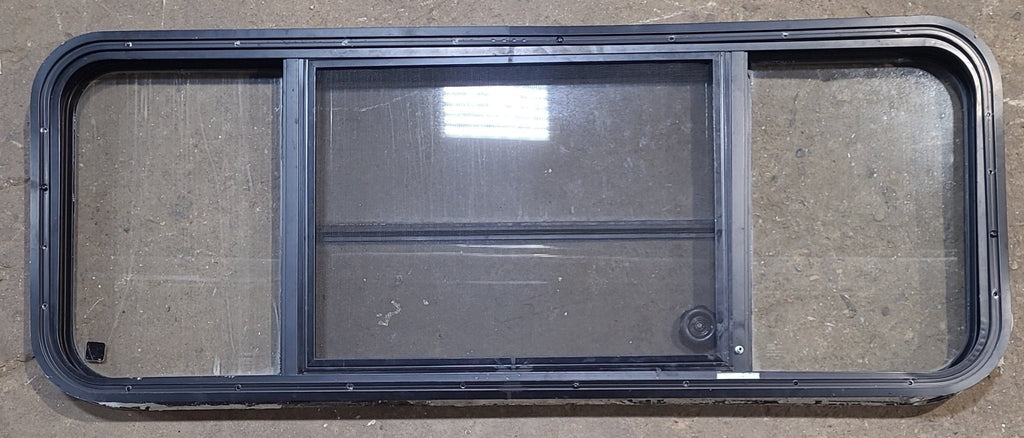 Used Black Radius Opening Window : 47 1/4" W x 17 1/2" H x 1 7/8" D - Young Farts RV Parts