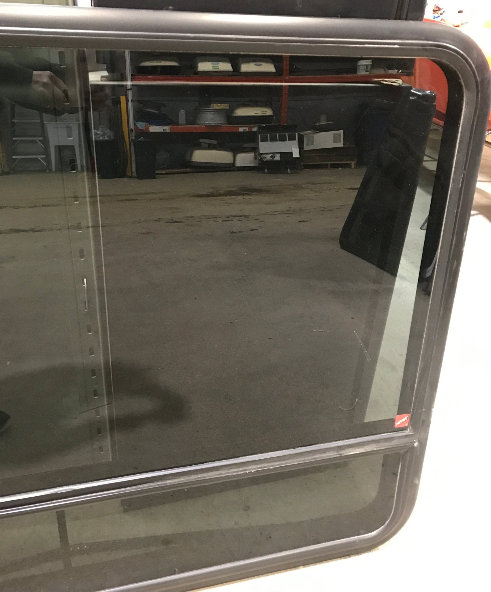 Used Black Radius Opening Window : 47 3/4" W x 34 3/4" H x 2" D - Young Farts RV Parts