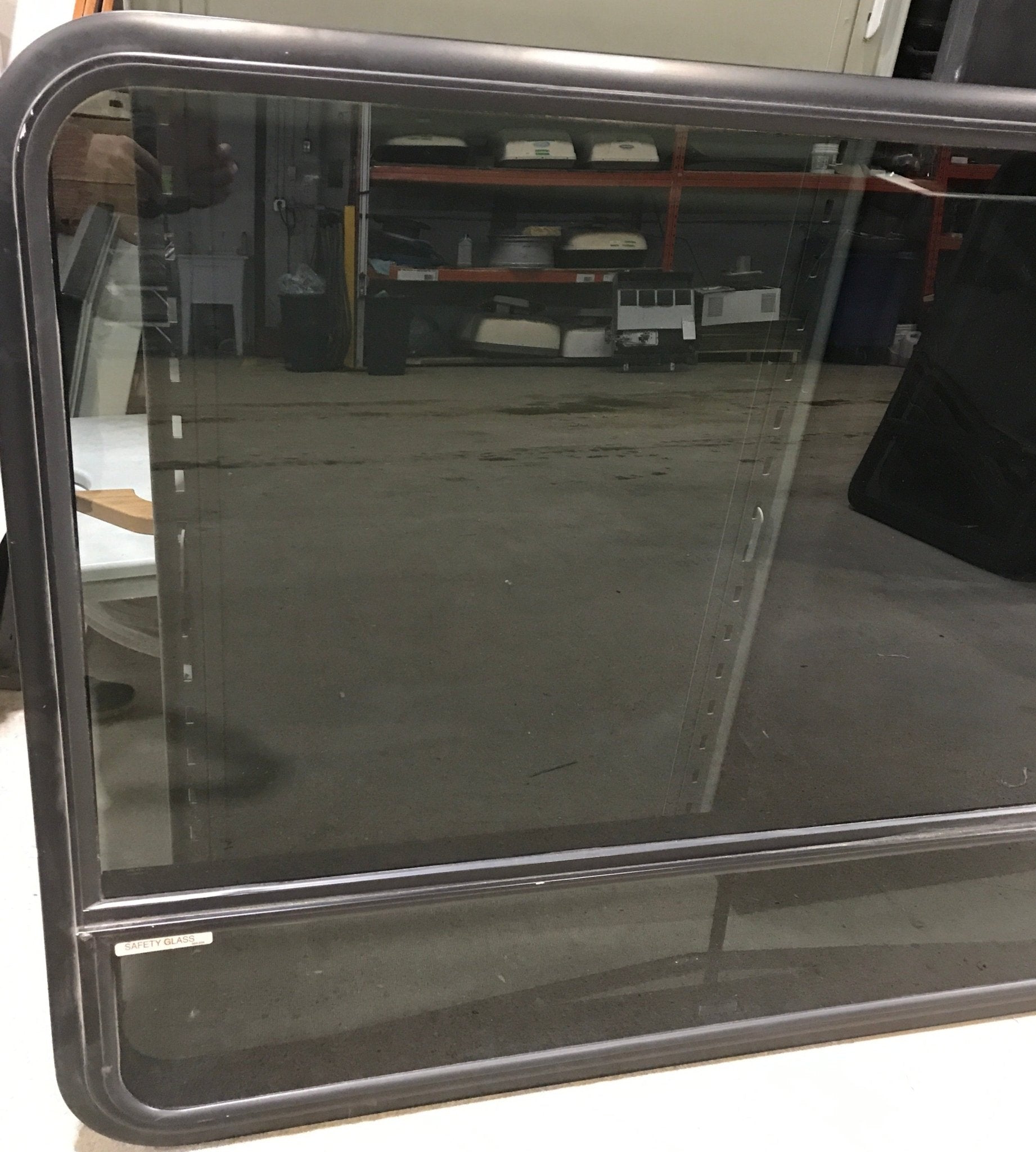 Used Black Radius Opening Window : 47 3/4" W x 34 3/4" H x 2" D - Young Farts RV Parts