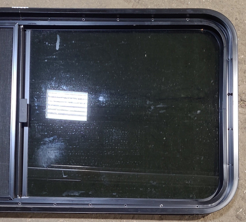 Used Black Radius Opening Window : 47" W x 21 1/2" H x 1 7/8" D - Young Farts RV Parts