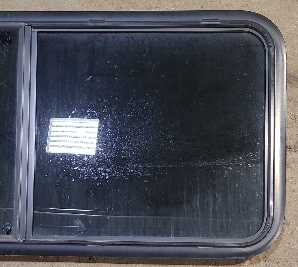 Used Black Radius Opening Window : 47" W x 21 1/2" H x 1 7/8" D - Young Farts RV Parts
