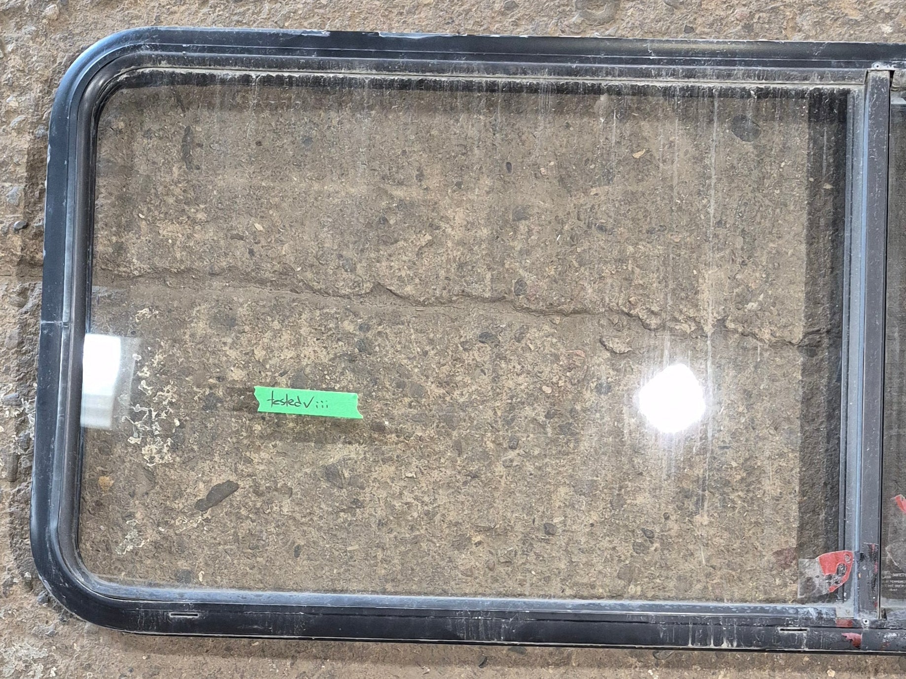 Used Black Radius Opening Window : 60 1/4" W x 21 3/4" H x 1 3/4" - Young Farts RV Parts