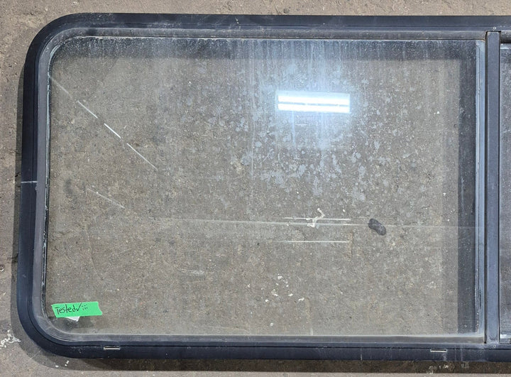 Used Black Radius Opening Window : 60 1/4" W x 21 3/4" H x 1 5/8" D - Young Farts RV Parts