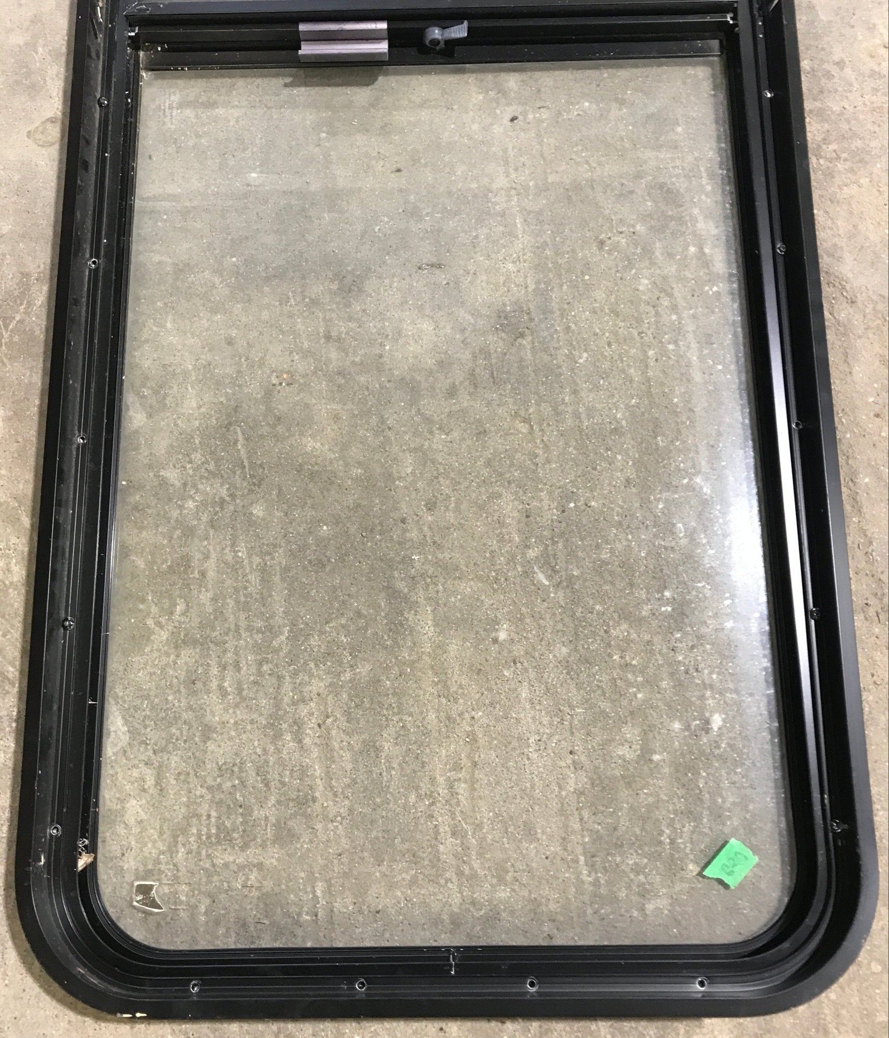 Used Black Radius Opening Window : 60 1/4" W x 21 3/4" H x 1 7/8" D - Young Farts RV Parts