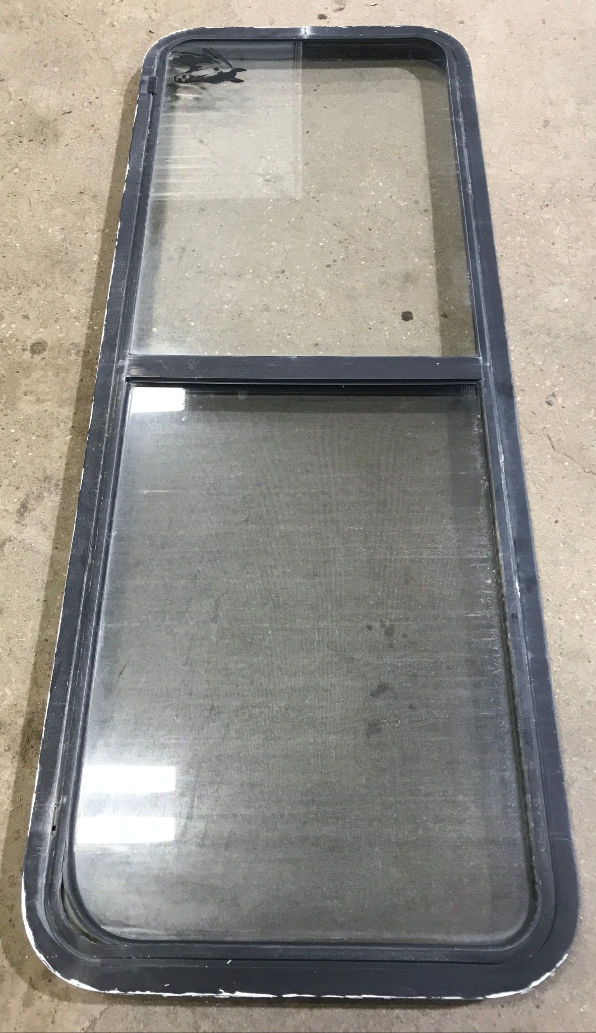 Used Black Radius Opening Window : 60" W x 21 1/2" H x 1 7/8" D - Young Farts RV Parts