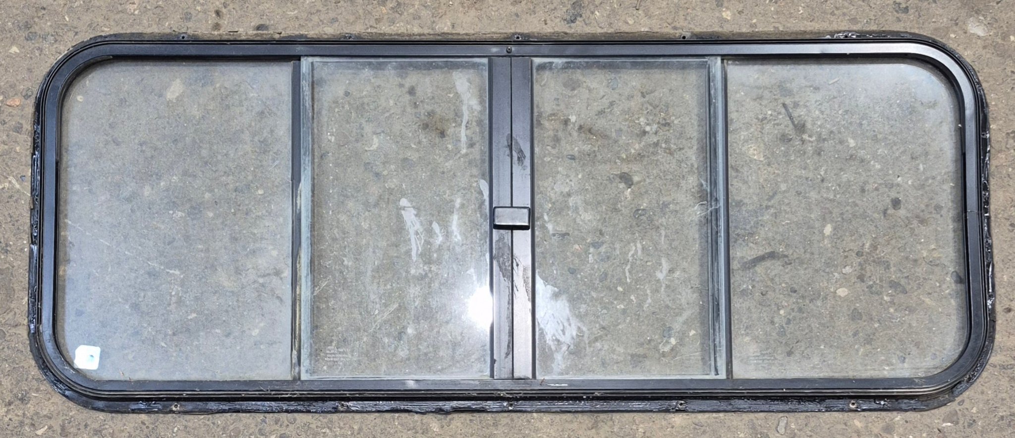 Used Black Radius Truck Camper Slider Opening Window : 41" W x 16 1/4" H x 3/4" - Young Farts RV Parts