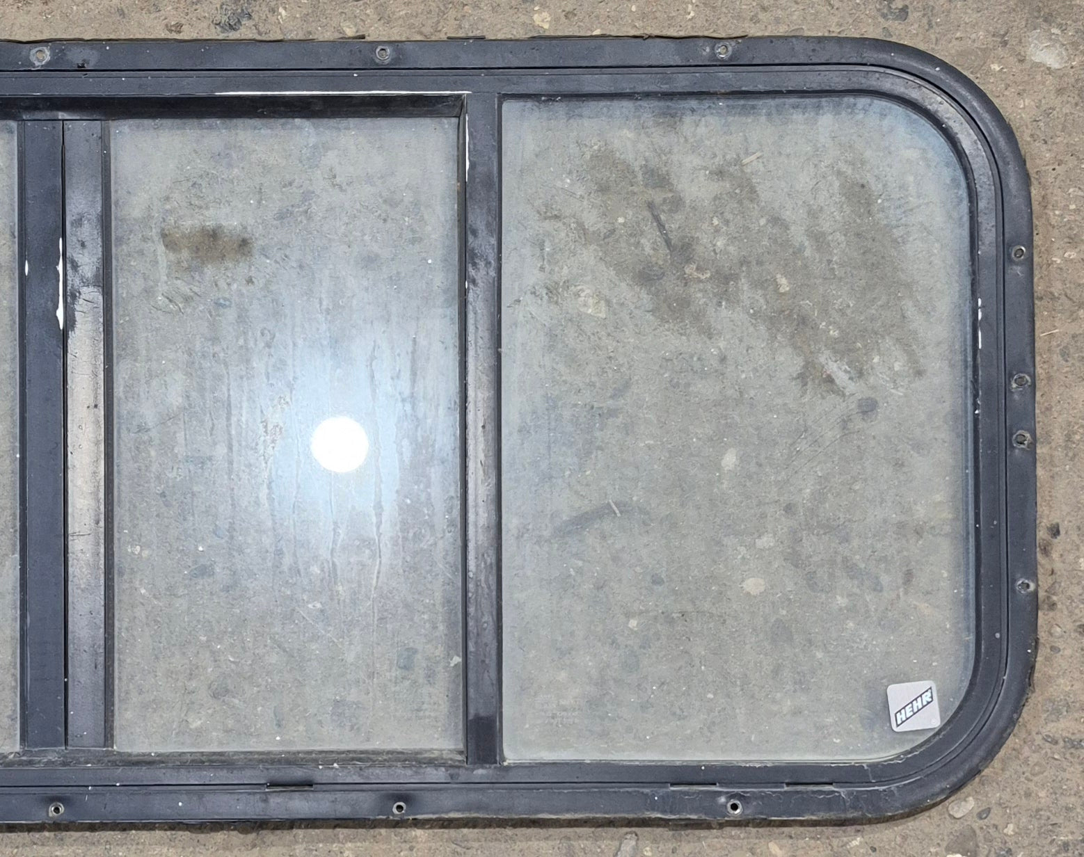 Used Black Radius Truck Camper Slider Opening Window : 41" W x 16 1/4" H x 3/4" - Young Farts RV Parts