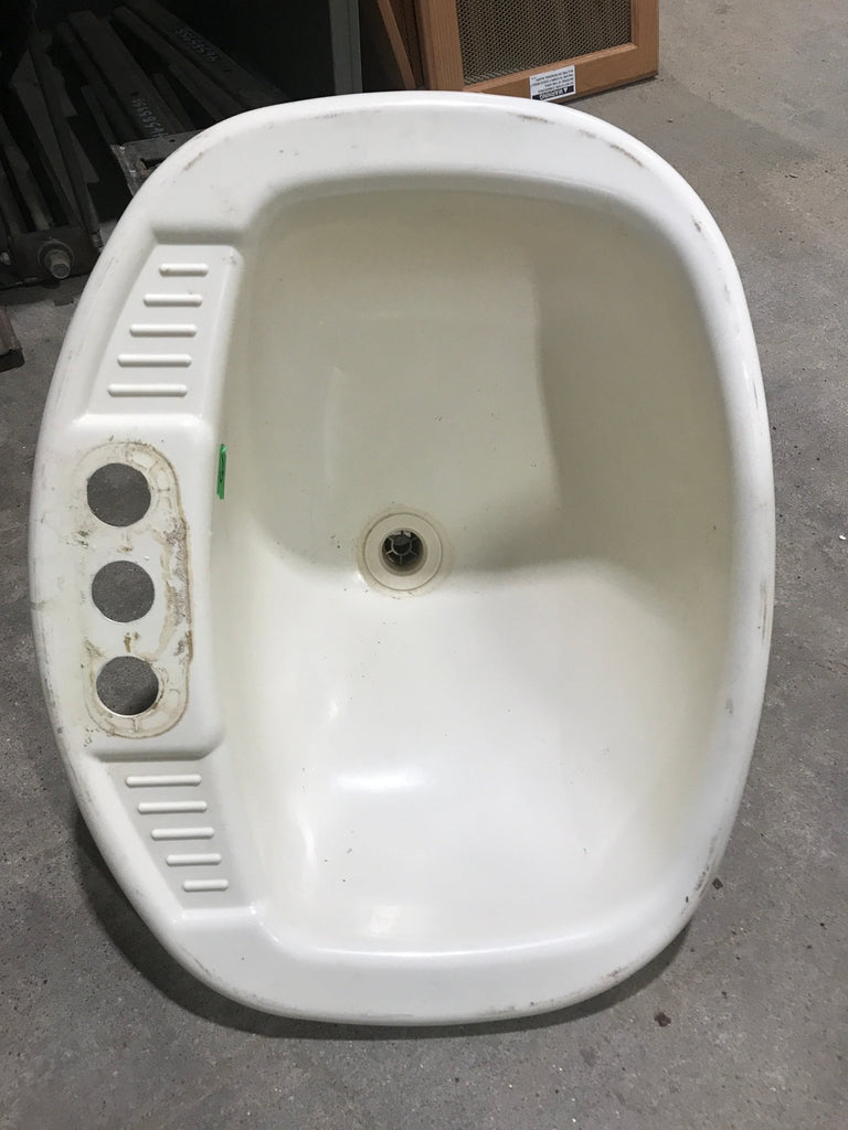 Used Bone Bathroom sink 20" x 17 1/2" x 7 1/4"D - Young Farts RV Parts