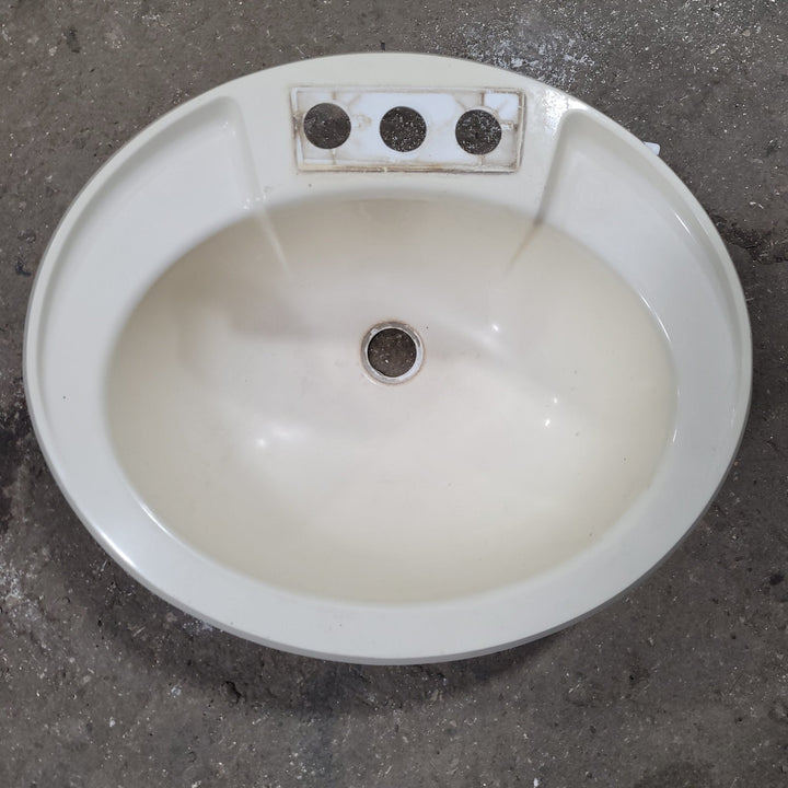 Used Bone Bathroom Sink 20" X 17 1/2" X 7 1/4"D - Young Farts RV Parts