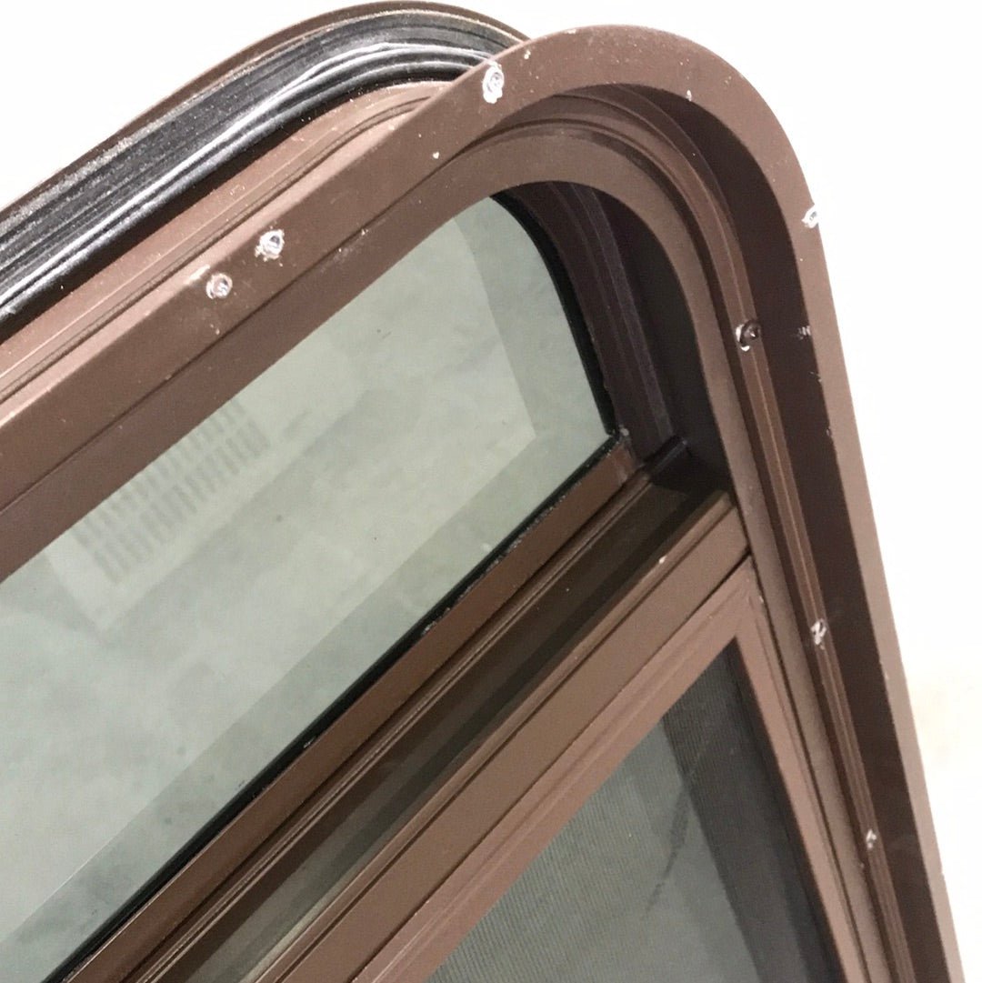 Used Brown Radius Dual Pane - Storm Window : 41 1/4" W x 14 3/4" H x 1 1/2" D - Young Farts RV Parts