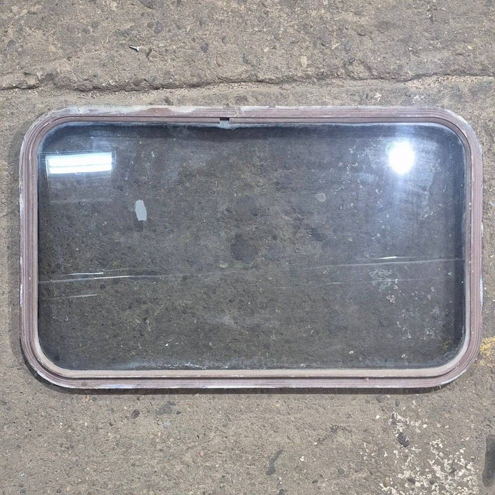 Used Brown Radius Non-Opening Window - 33 3/4" X 19 3/4" X 1 1/4" - Young Farts RV Parts