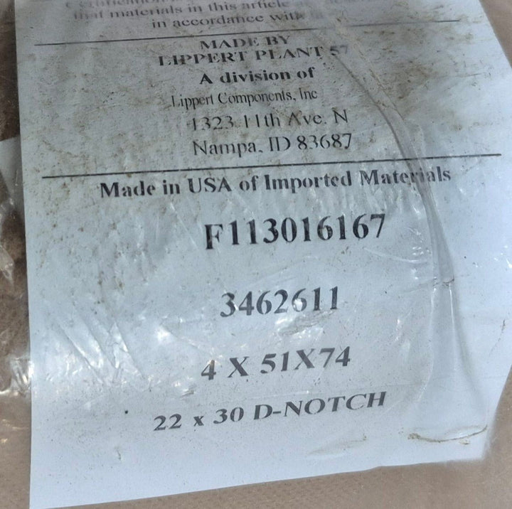 Used Bunk Mattress 74" x 28" x 4" D - with diagonal cut corner - Young Farts RV Parts