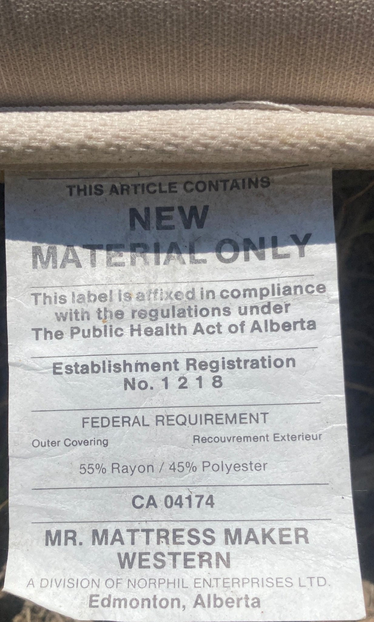 Used Bunk Mattress 78" X 31" X 6" D - Young Farts RV Parts