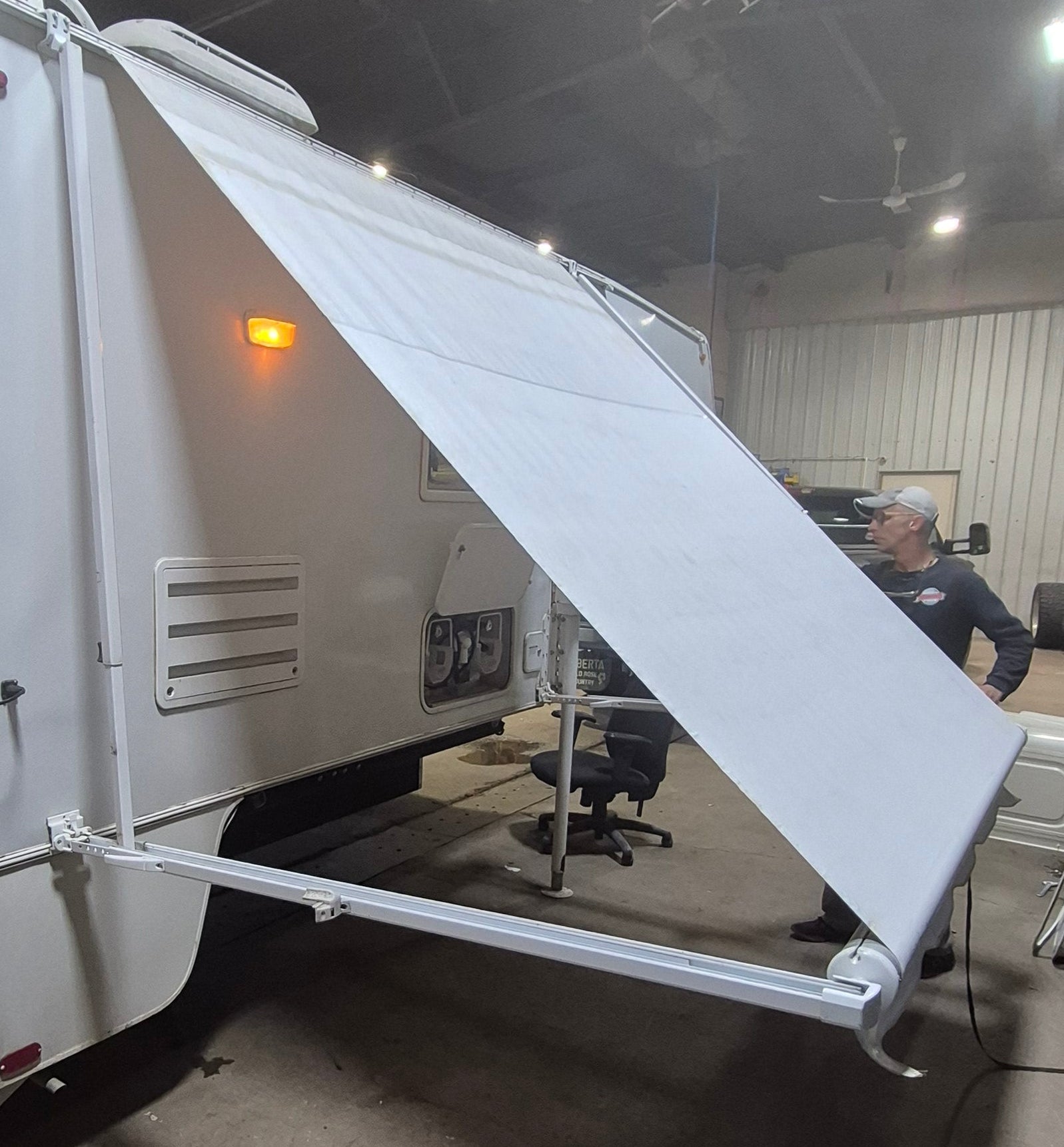Used Carefree Complete Manual Truck Camper Awning 8' Used Canvas - Young Farts RV Parts